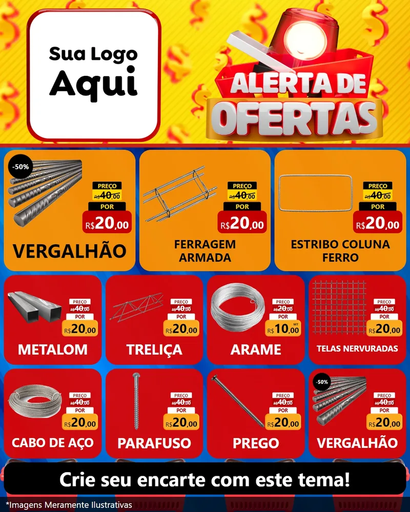 Modelo de Rede Social para Feed Instagram com o tema Alerta de Ofertas para Ferragens
