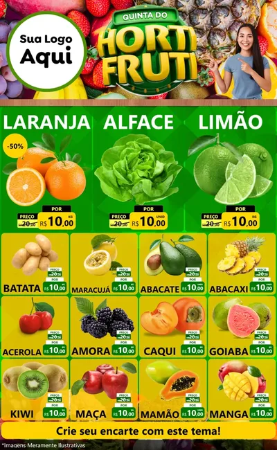 Modelo de Encarte para Encarte Grande com o tema Quinta do Hortifrúti para Hortifrúti
