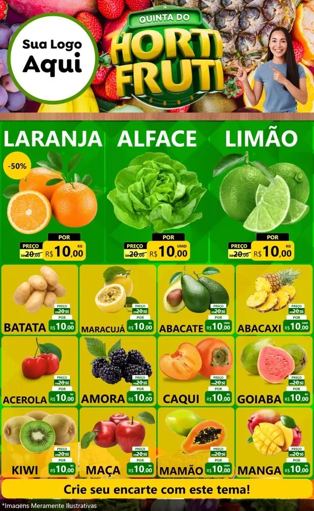Modelo de Encarte para Encarte Grande com o tema Quinta do Hortifrúti para Hortifrúti