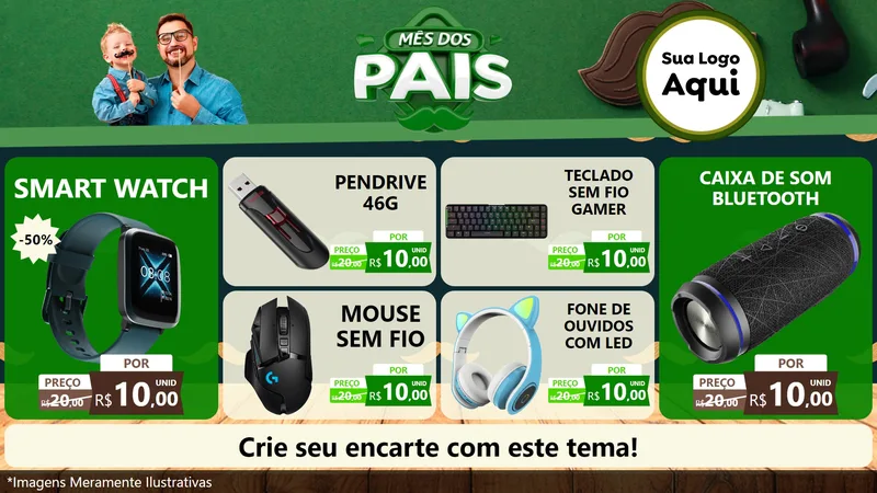 Modelo de TV para TV Horizontal com o tema Mês dos Pais para Informática