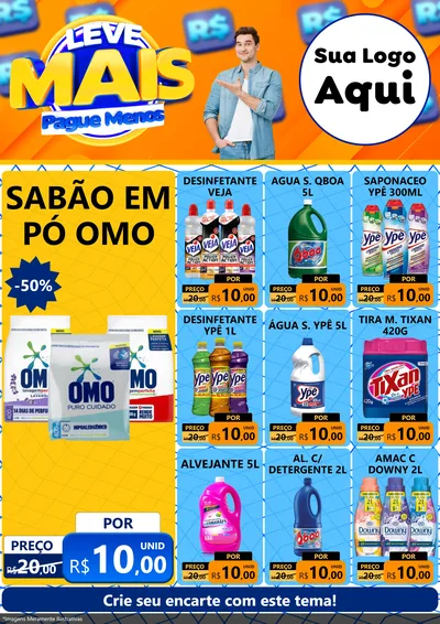 Modelo de Encarte para Encarte A4 Vertical com o tema Leve Mais, Pague Menos para Produtos de Limpeza