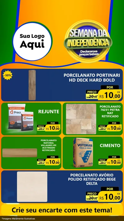 Modelo de TV para TV Vertical com o tema Semana da Independência Declaramos Preços Baixos para Pisos e revestimentos