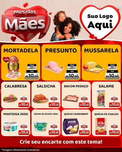Modelo de Rede Social para Feed Instagram com o tema Mês das Mães para Frios e Laticínios