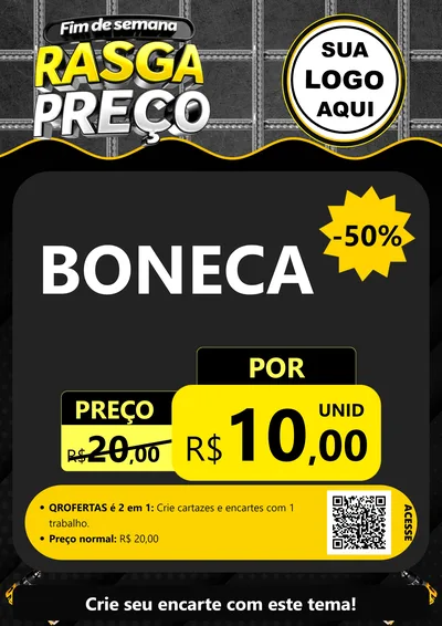 Modelo de Cartaz para Cartaz A4 Vertical com o tema Fim de Semana Rasga Preço para Brinquedos