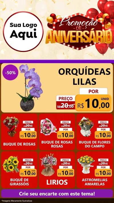Modelo de Rede Social para Stories com o tema Promoção de Aniversário para Floricultura e jardim