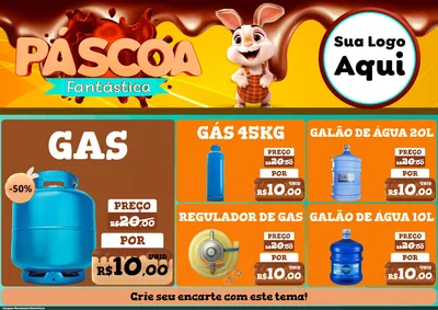Modelo de Encarte para Encarte A4 Horizontal com o tema Páscoa Fantástica para Água e gás