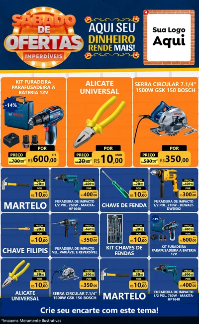 Modelo de Encarte para Encarte Grande com o tema Sábado de Ofertas Imperdíveis para Maquinas e Ferramentas