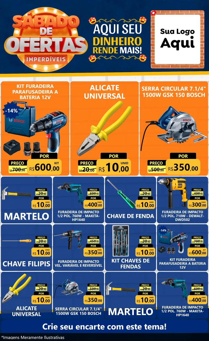 Modelo de Encarte para Encarte Grande com o tema Sábado de Ofertas Imperdíveis para Maquinas e Ferramentas