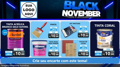 Modelo de TV para TV Horizontal com o tema Black November para Tintas e Ferramentas