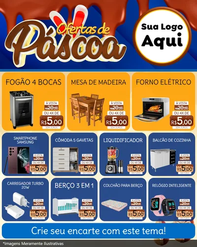 Modelo de Rede Social para Feed Instagram com o tema Ofertas de Páscoa para Móveis e Eletro