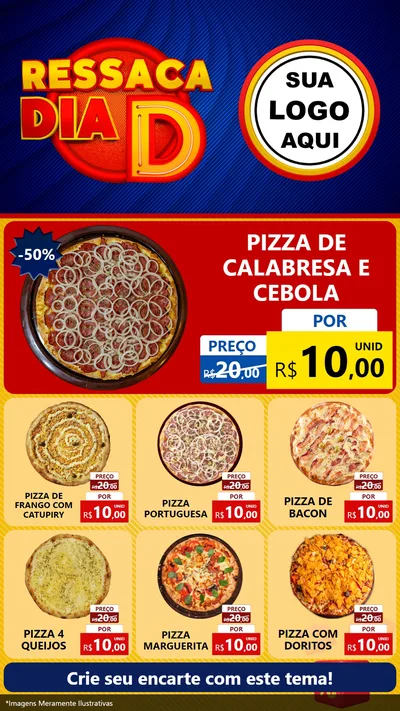 Modelo de Rede Social para Stories com o tema Ressaca Dia D para Pizzaria