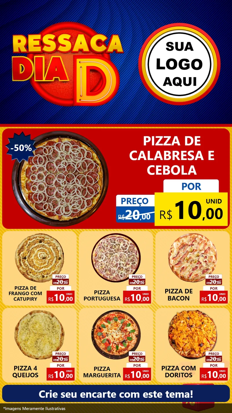 Modelo de Rede Social para Stories com o tema Ressaca Dia D para Pizzaria