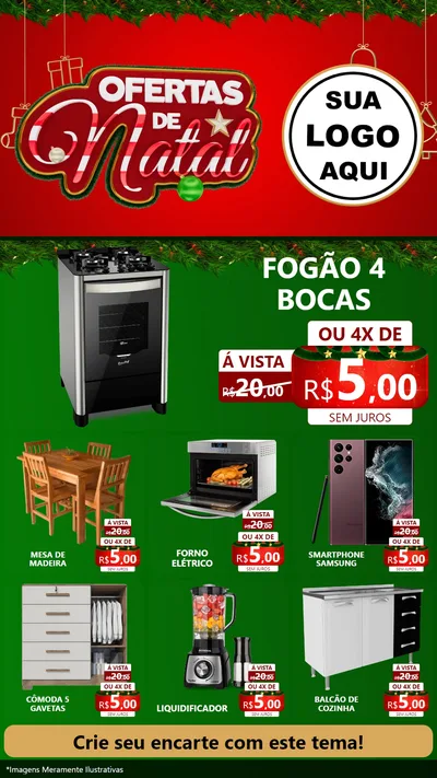 Modelo de Rede Social para Stories com o tema Ofertas de Natal para Móveis e Eletro