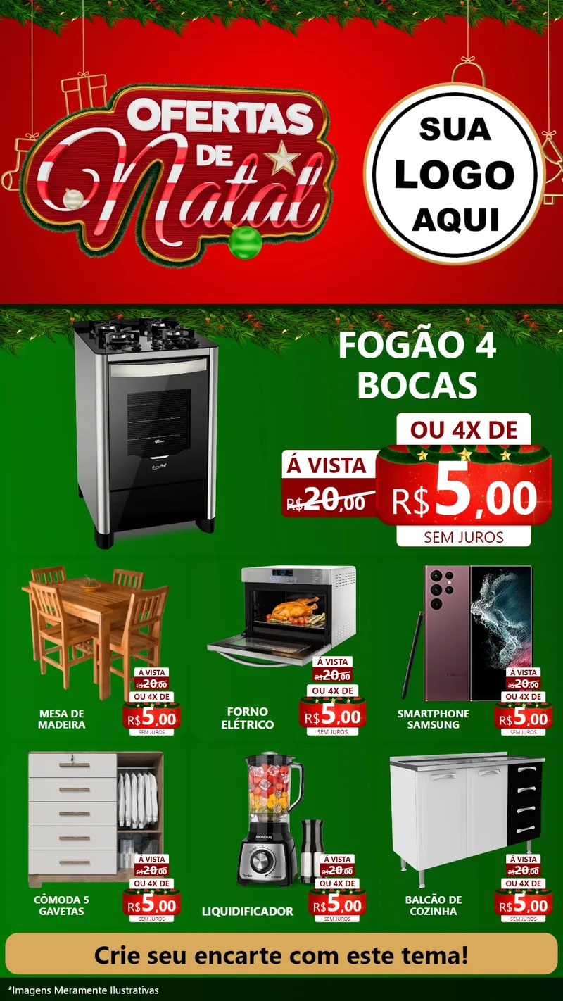 Modelo de Rede Social para Stories com o tema Ofertas de Natal para Móveis e Eletro