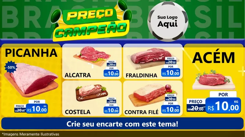 Modelo de TV para TV Horizontal com o tema Preço Campeão - Copa para Açougue