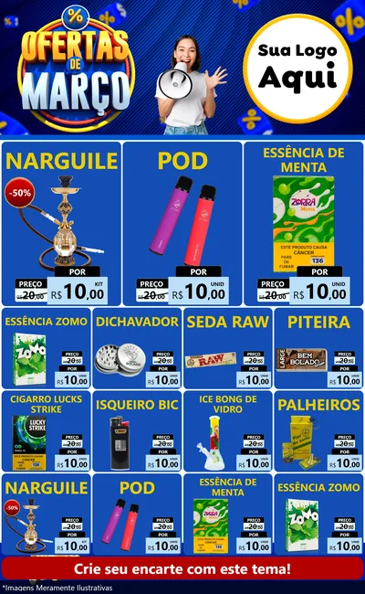Modelo de Encarte para Encarte Grande com o tema Ofertas de Março para Tabacaria