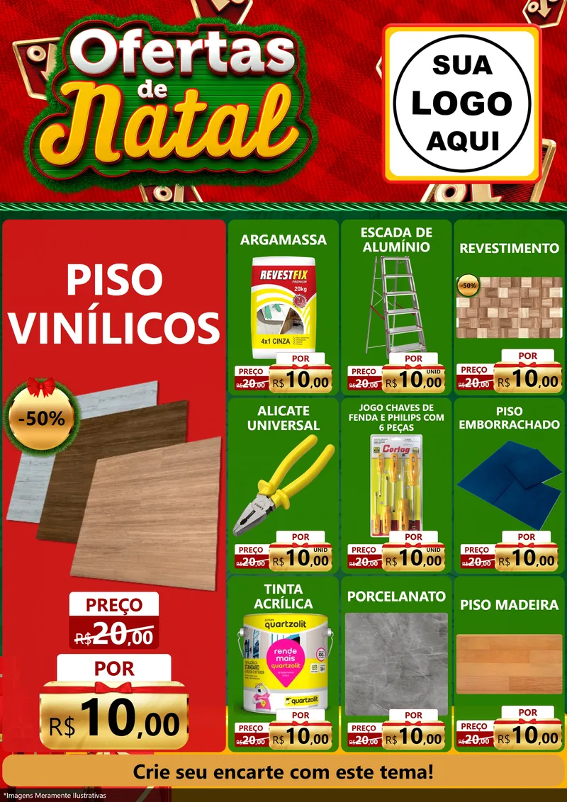 Modelo de Encarte para Encarte A4 Vertical com o tema Ofertas de Natal para Material para Construção
