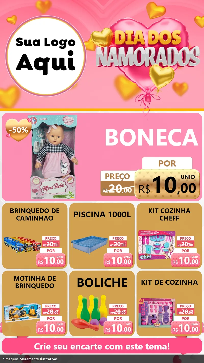 Modelo de Rede Social para Stories com o tema Dia dos Namorados para Brinquedos