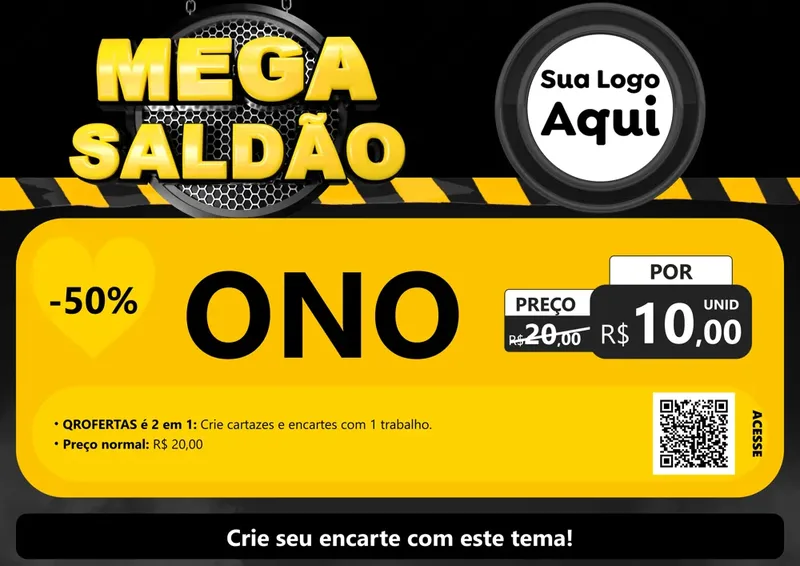 Modelo de Cartaz para Cartaz A4 Horizontal com o tema Mega Saldão para Óticas