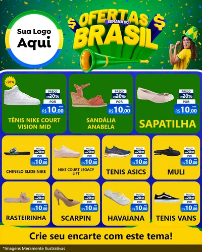 Modelo de Rede Social para Feed Instagram com o tema Ofertas Semana do Brasil para Calçados