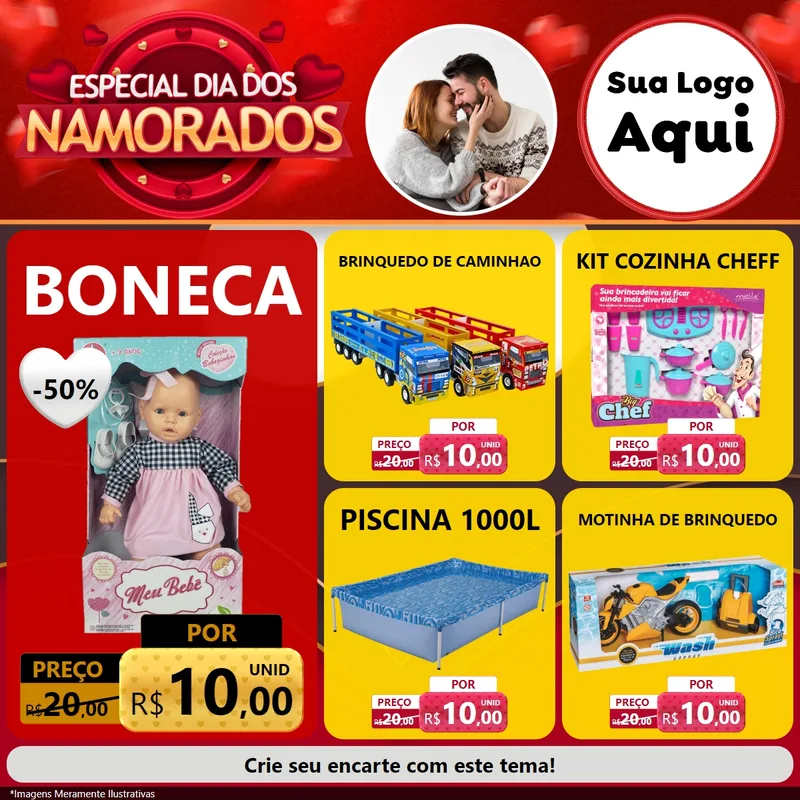 Modelo de Rede Social para Feed Facebook com o tema Especial Dia Dos Namorados para Brinquedos