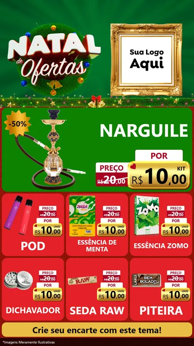 Modelo de Rede Social para Stories com o tema Natal de Ofertas para Tabacaria
