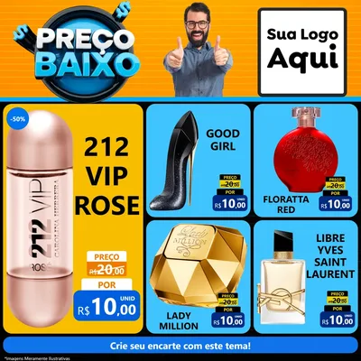 Modelo de Rede Social para Feed Facebook com o tema Preço Baixo para Perfumes