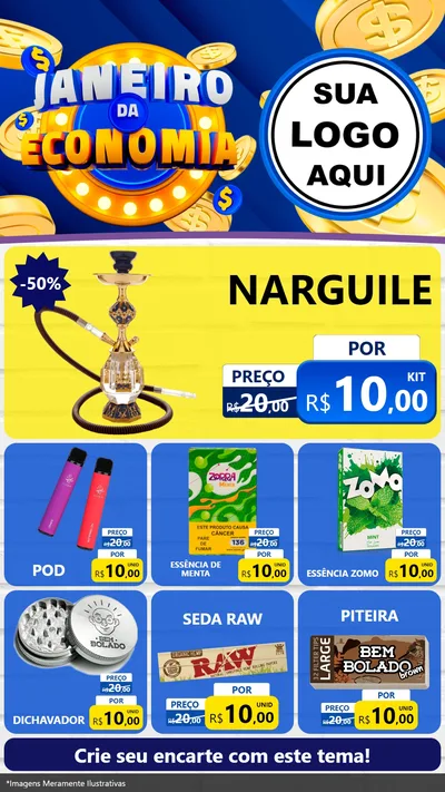Modelo de Rede Social para Stories com o tema Janeiro da Economia para Tabacaria