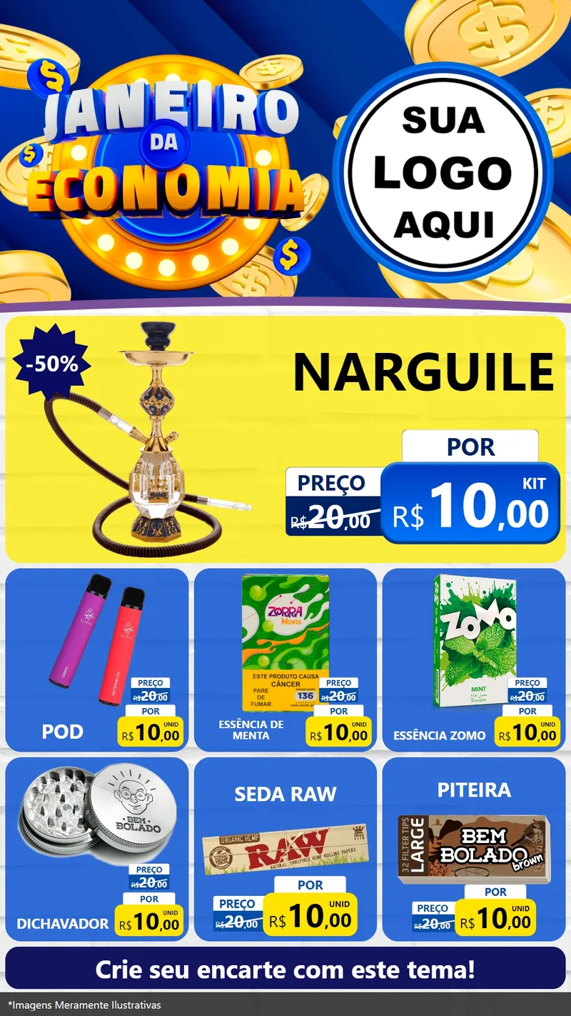 Modelo de Rede Social para Stories com o tema Janeiro da Economia para Tabacaria