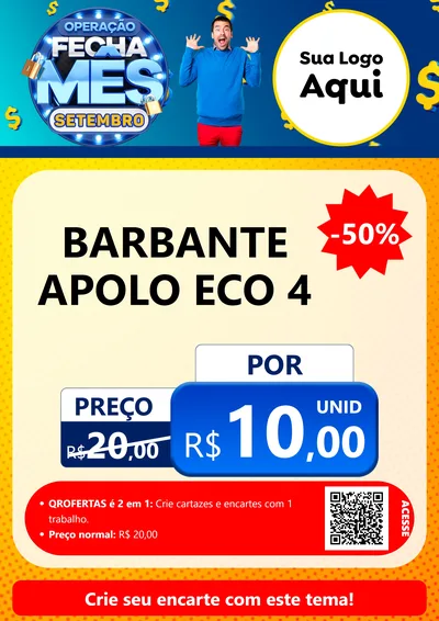 Modelo de Cartaz para Cartaz A4 Vertical com o tema Operação Fecha Mês Setembro para Armarinho e Aviamentos