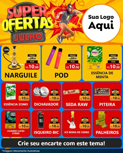 Modelo de Rede Social para Feed Instagram com o tema Super Ofertas Julho para Tabacaria