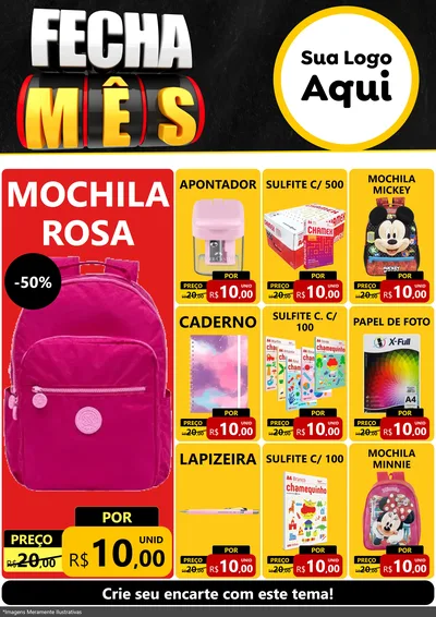 Modelo de Encarte para Encarte A4 Vertical com o tema Fecha Mês para Papelaria