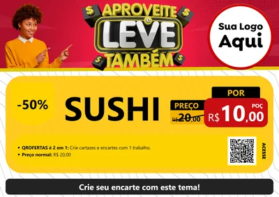 Modelo de Cartaz para Cartaz A4 Horizontal com o tema Aproveite e Leve Também para Comida japonesa