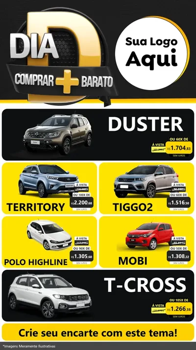Modelo de TV para TV Vertical com o tema Dia D Mais Economia para Concessionaria de Carros