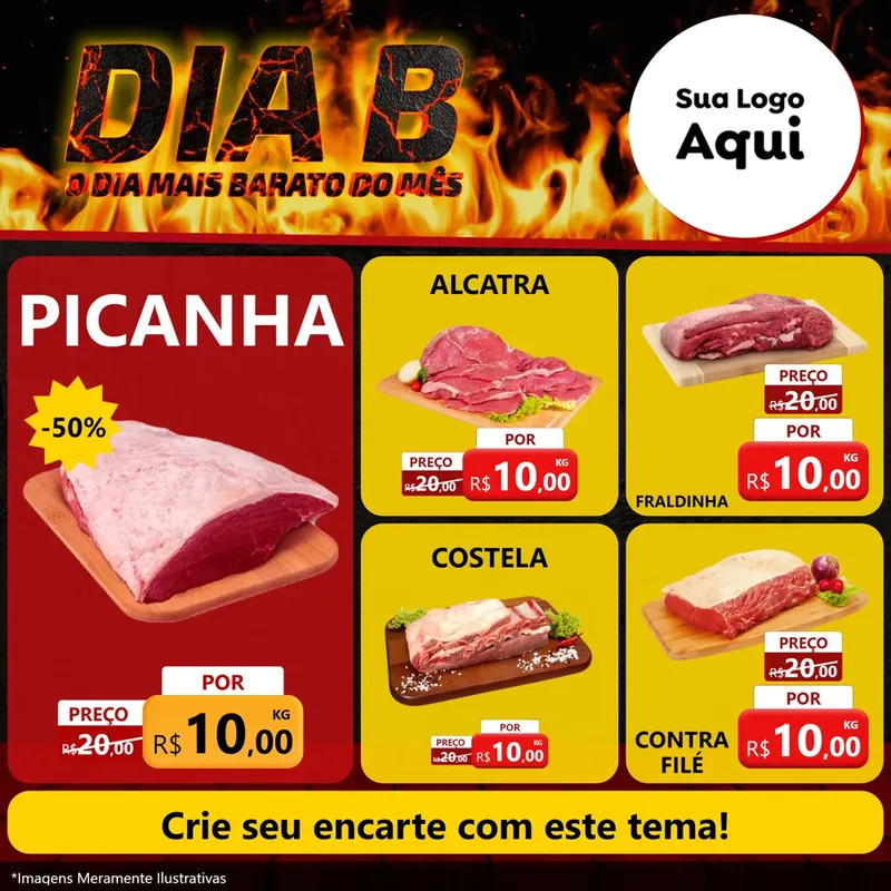 Modelo de Rede Social para Feed Facebook com o tema Dia B para Açougue