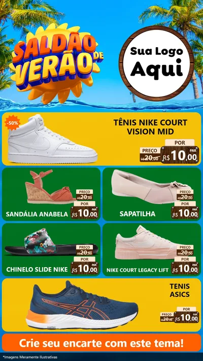 Modelo de TV para TV Vertical com o tema Saldão de Verão para Calçados