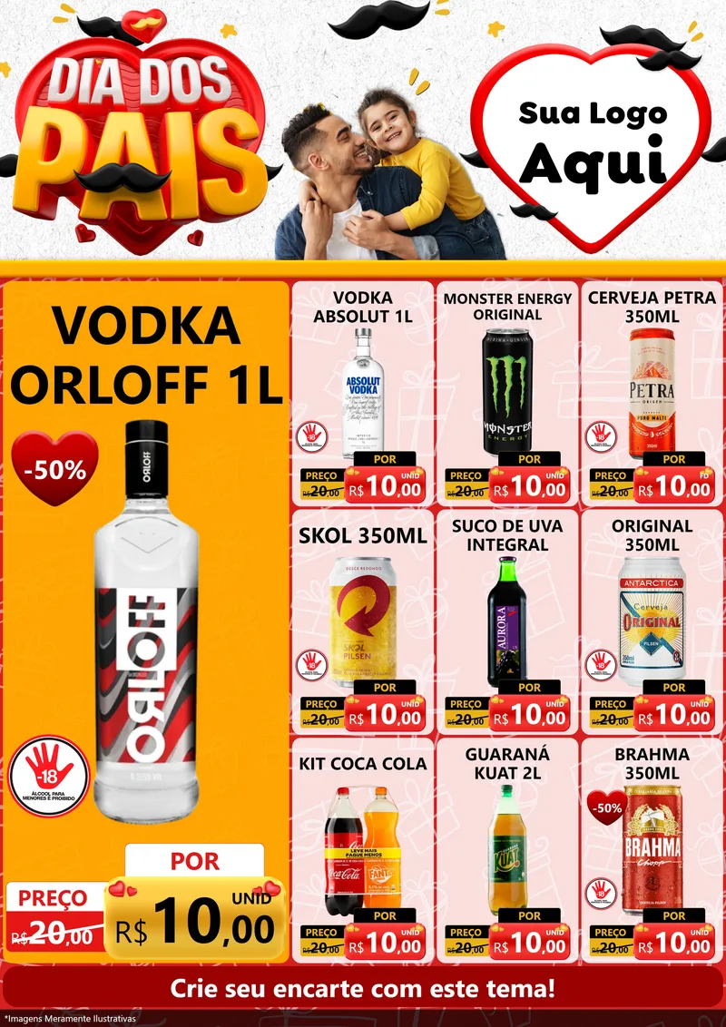 Modelo de Encarte para Encarte A4 Vertical com o tema Dia dos Pais para Distribuidora de bebidas