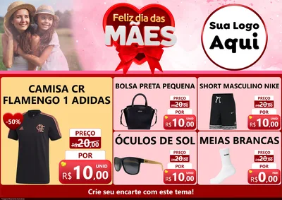 Modelo de Encarte para Encarte A4 Horizontal com o tema Feliz Dia Das Mães para Roupas e acessórios