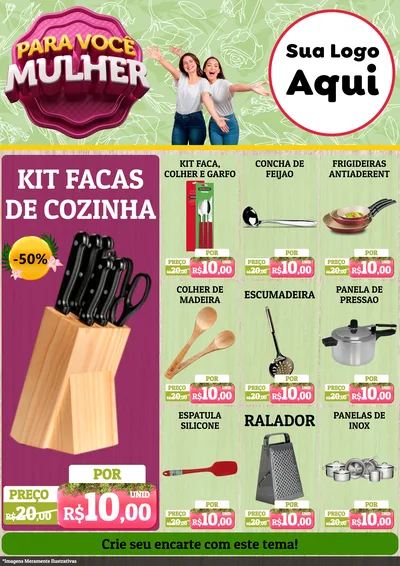 Modelo de Encarte para Encarte A4 Vertical com o tema Para Você Mulher para Utilidades Domésticas