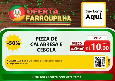 Modelo de Cartaz para Cartaz A4 Horizontal com o tema Oferta Farroupilha para Pizzaria
