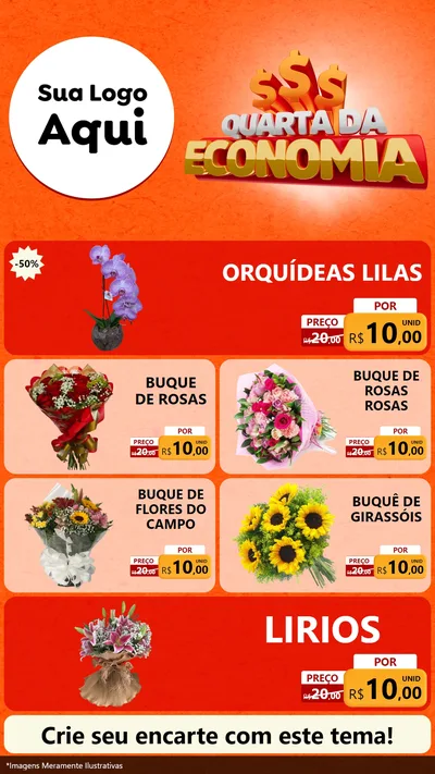 Modelo de TV para TV Vertical com o tema Quarta da Economia para Floricultura e jardim