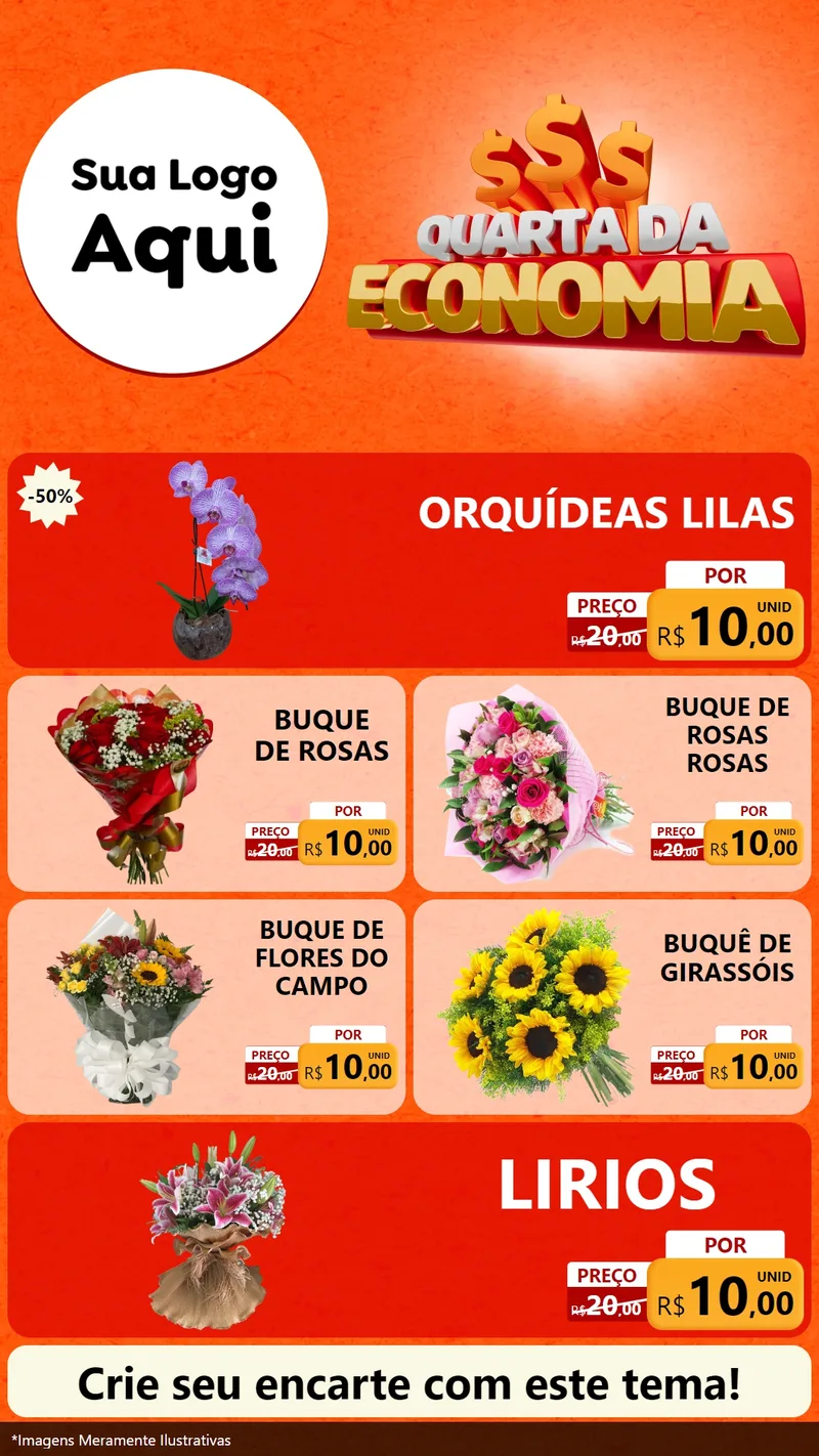 Modelo de TV para TV Vertical com o tema Quarta da Economia para Floricultura e jardim
