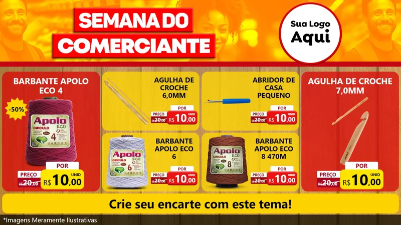 Modelo de TV para TV Horizontal com o tema Semana do Comerciante para Armarinho e Aviamentos