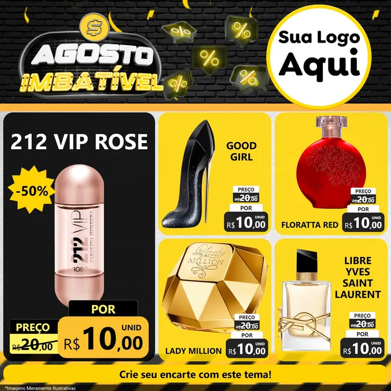 Modelo de Rede Social para Feed Facebook com o tema Agosto Imbatível para Perfumes
