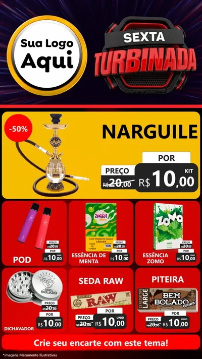 Modelo de Rede Social para Stories com o tema Sexta Turbinada para Tabacaria