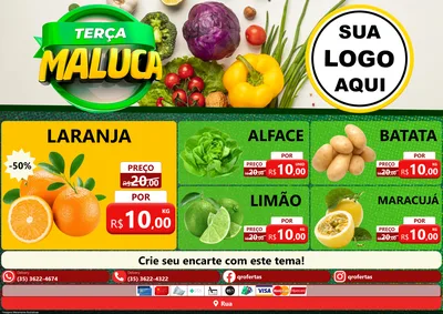 Modelo de Encarte para Encarte A4 Horizontal com o tema Terça Maluca - Hortifrúti para Hortifrúti