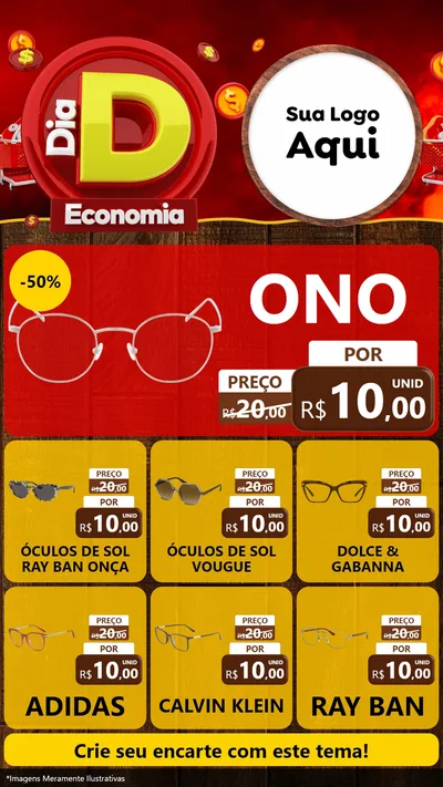 Modelo de Rede Social para Stories com o tema Dia D Economia para Óticas