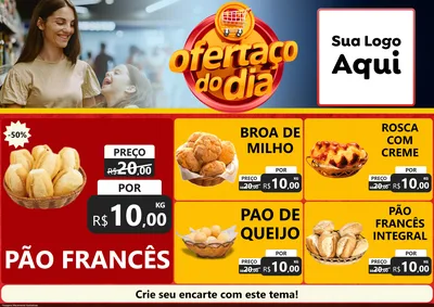 Modelo de Encarte para Encarte A4 Horizontal com o tema Ofertaço Do Dia para Padaria