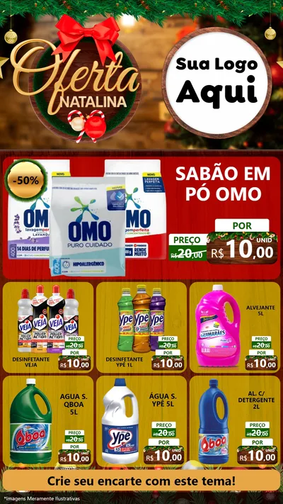 Modelo de Rede Social para Stories com o tema Ofertas Natalina para Produtos de Limpeza