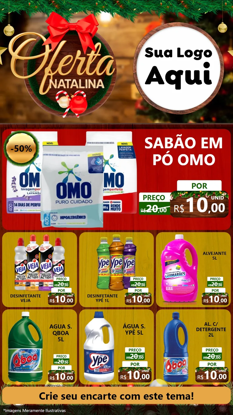 Modelo de Rede Social para Stories com o tema Ofertas Natalina para Produtos de Limpeza